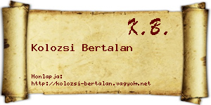 Kolozsi Bertalan névjegykártya